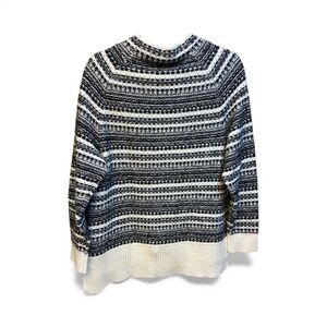 Talbots Black and White Patterned Turtleneck Sweater